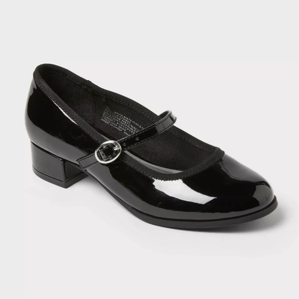 NEW Cat & Jack Kids' Avi Patent Dress Heels - Black - Size 13